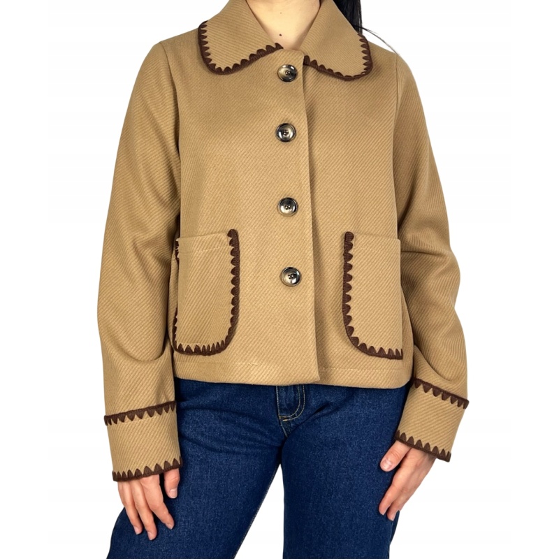 Kurtka z kołnierzem o prostym kroju, damska