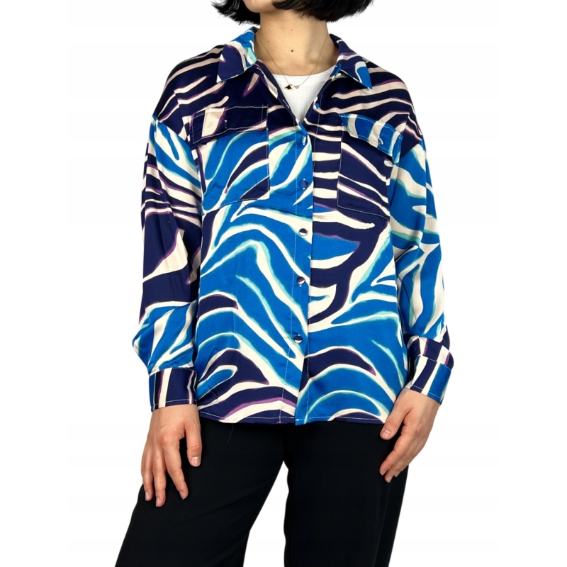 Koszula na guziki z kołnierzem, damska