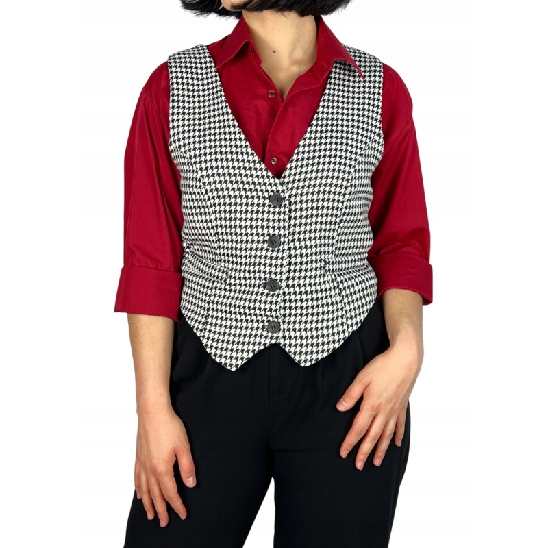 Kamizelka garniturowa zapinana na guziki, damska