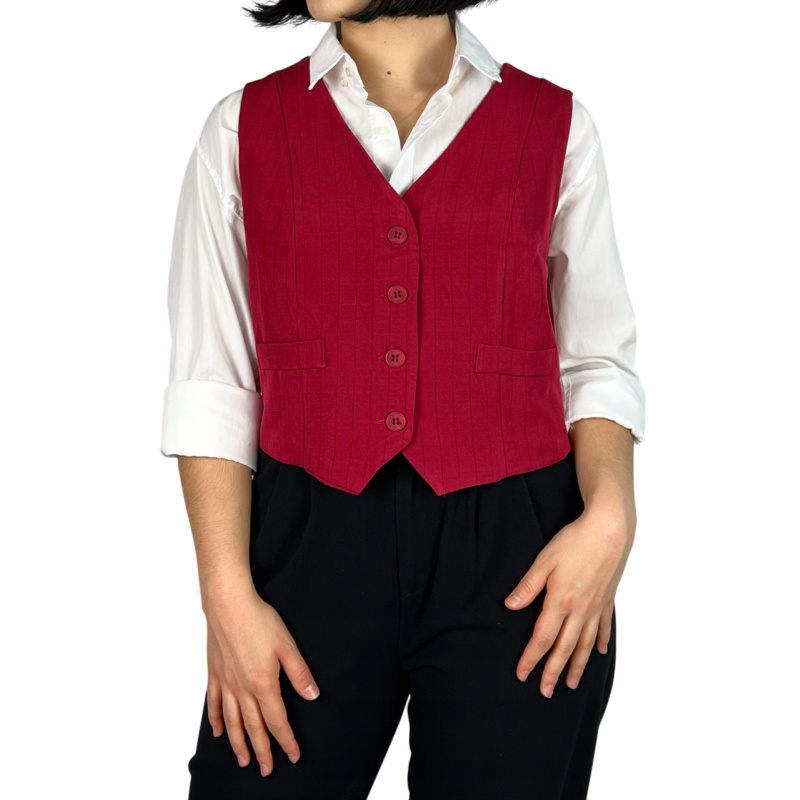 Kamizelka garniturowa zapinana na guziki, damska