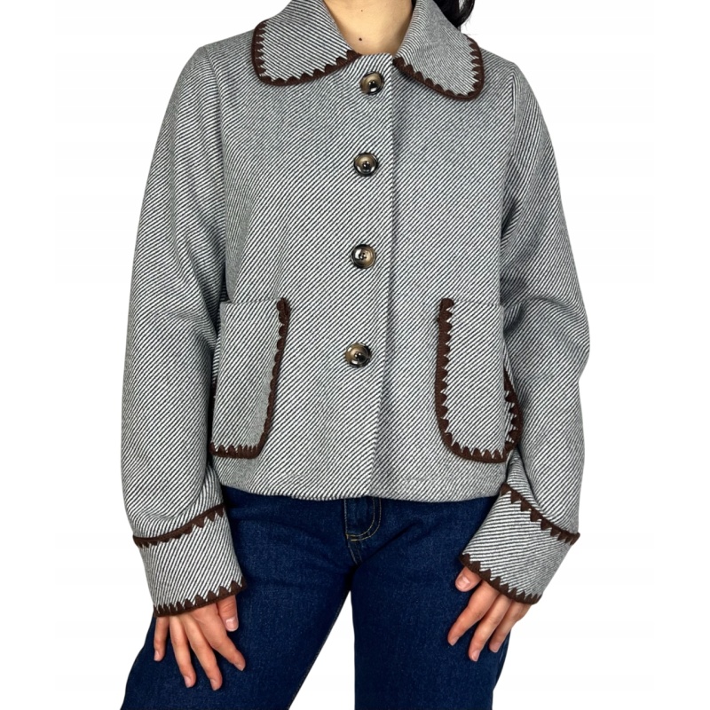 Kurtka z kołnierzem o prostym kroju, damska