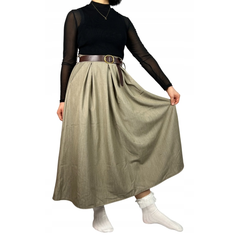 Spódnica vintage midi, rozkloszowana, damska