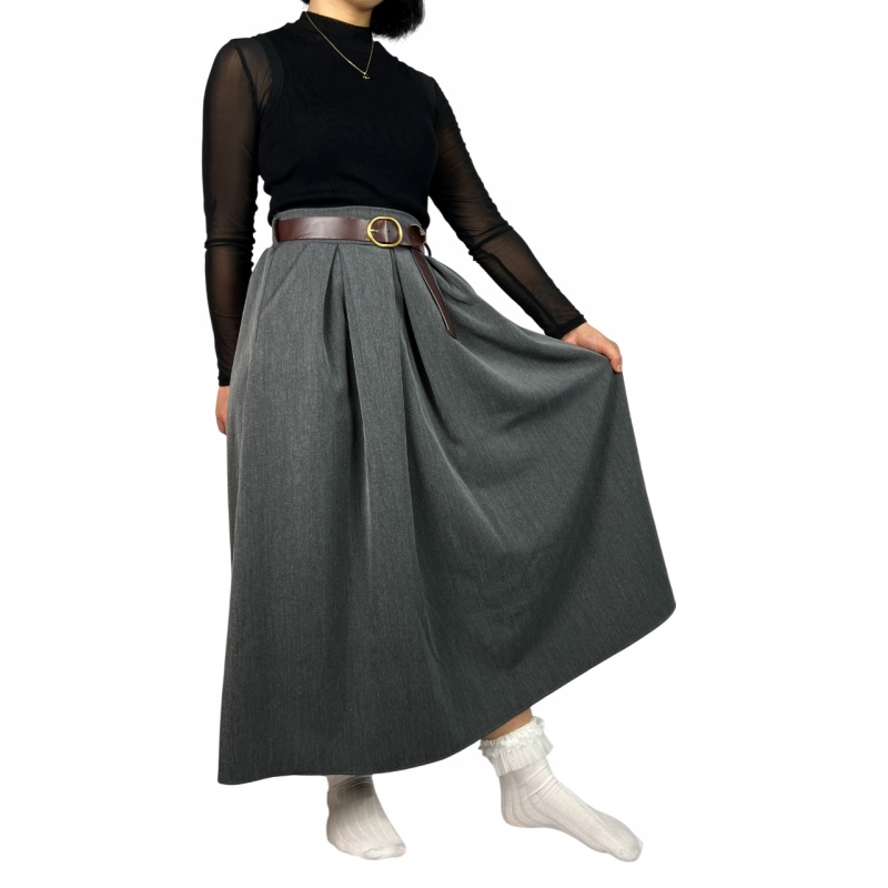 Spódnica vintage midi, rozkloszowana, damska