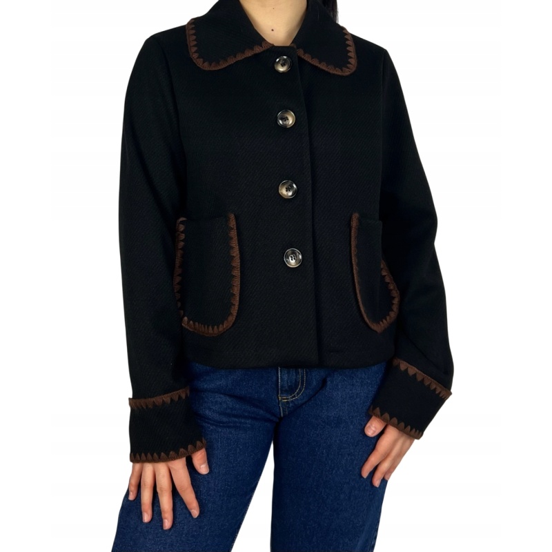 Kurtka z kołnierzem o prostym kroju, damska