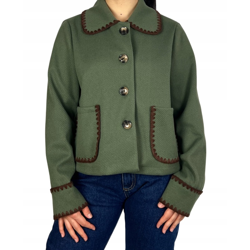 Kurtka z kołnierzem o prostym kroju, damska