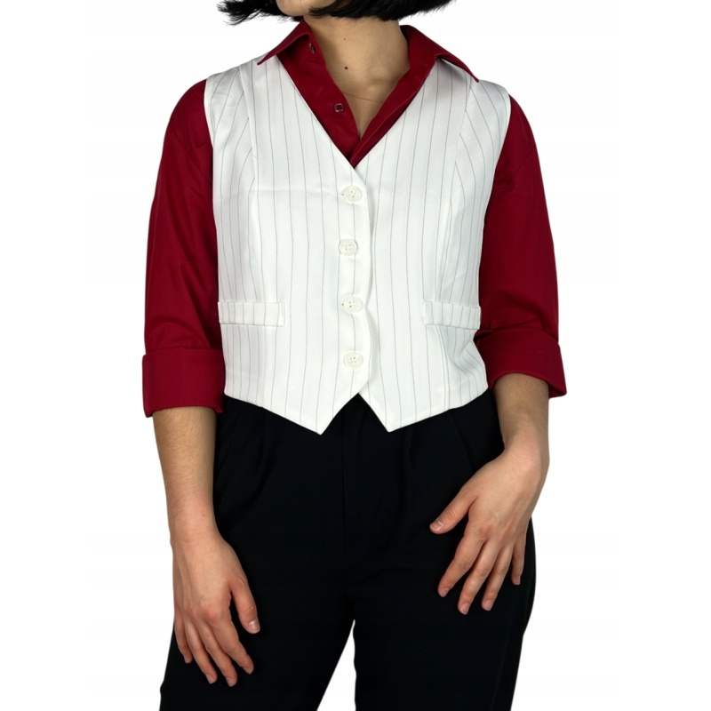 Kamizelka garniturowa zapinana na guziki, damska