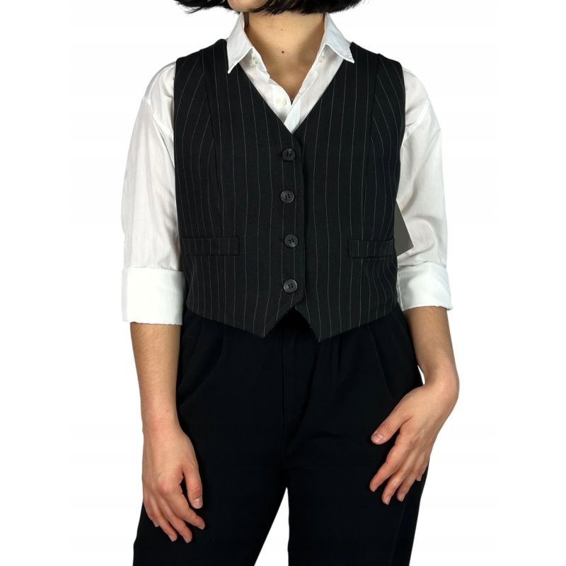 Kamizelka garniturowa zapinana na guziki, damska