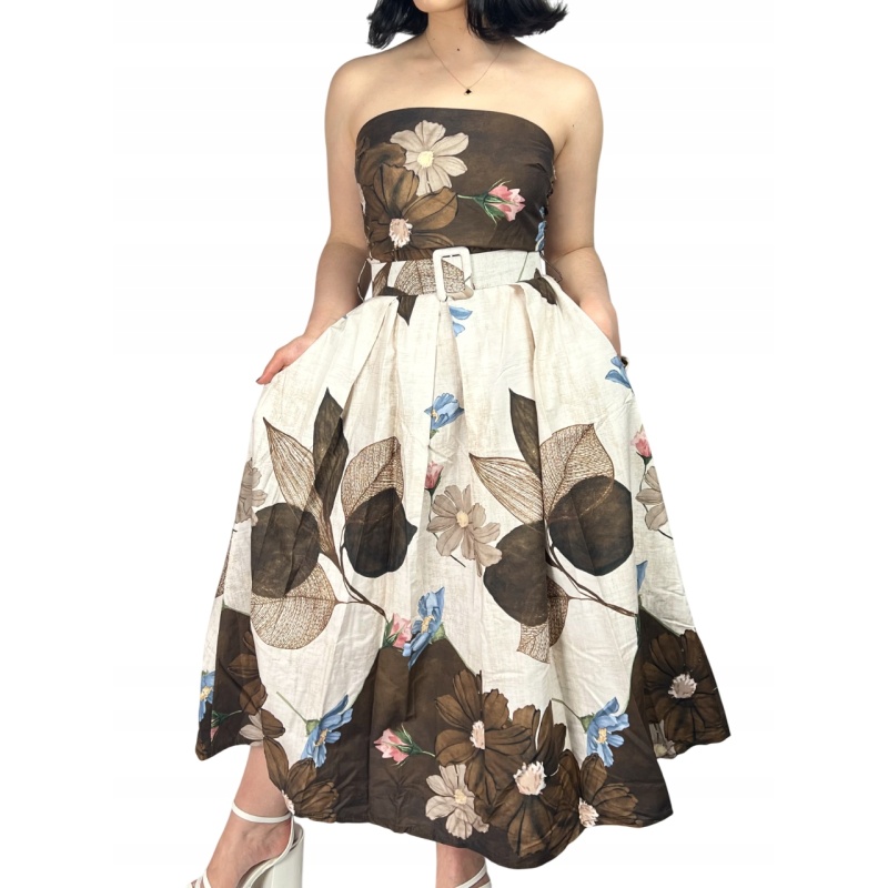 Sukienka bawełniana maxi, wizytowa, przewiewna w kwiaty