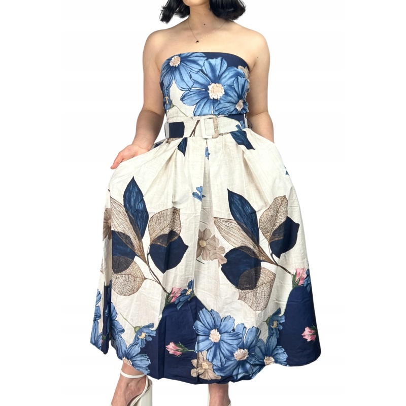 Sukienka bawełniana maxi, wizytowa, przewiewna w kwiaty