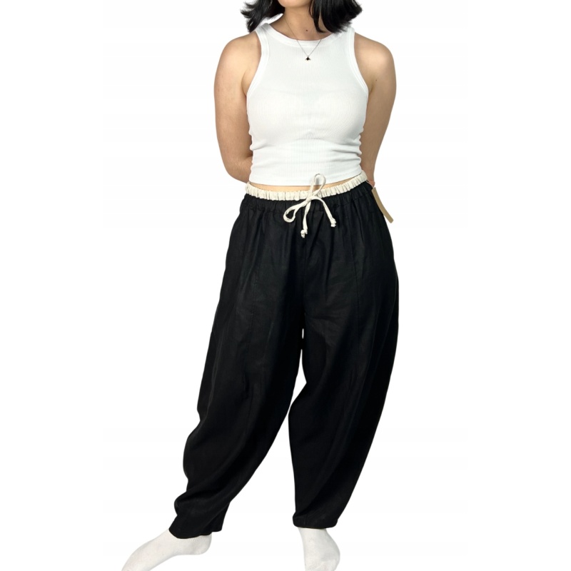 Spodnie lniane długie, przewiewne, casual