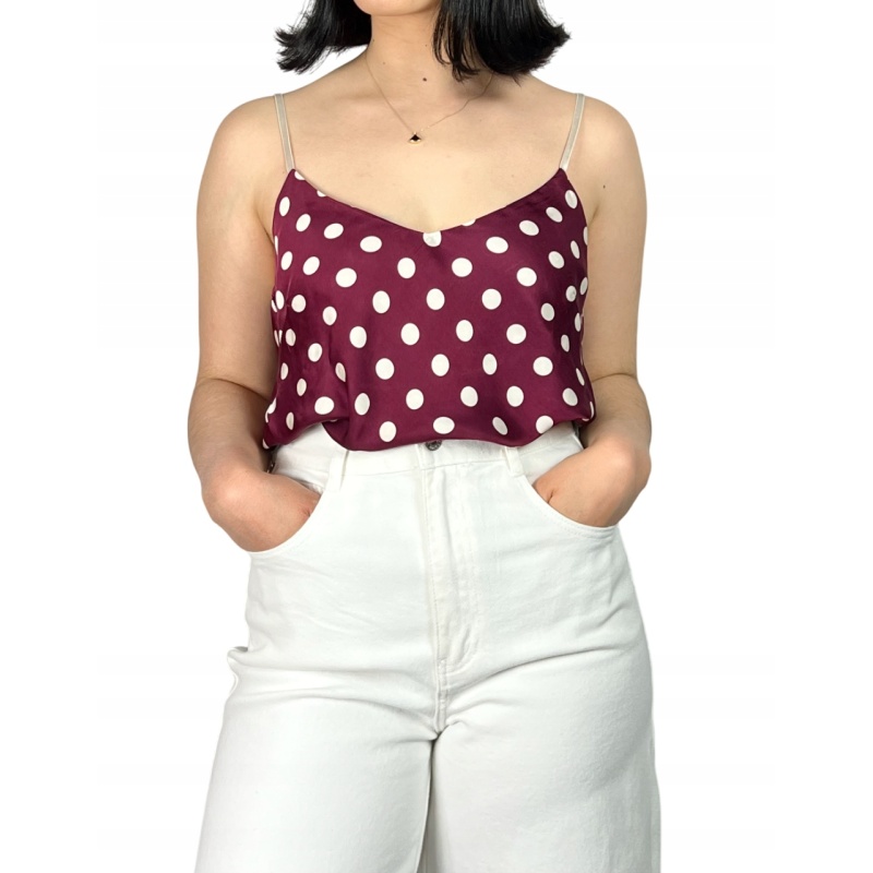 Bluzka w groszki, elegancki top, rozkloszowany