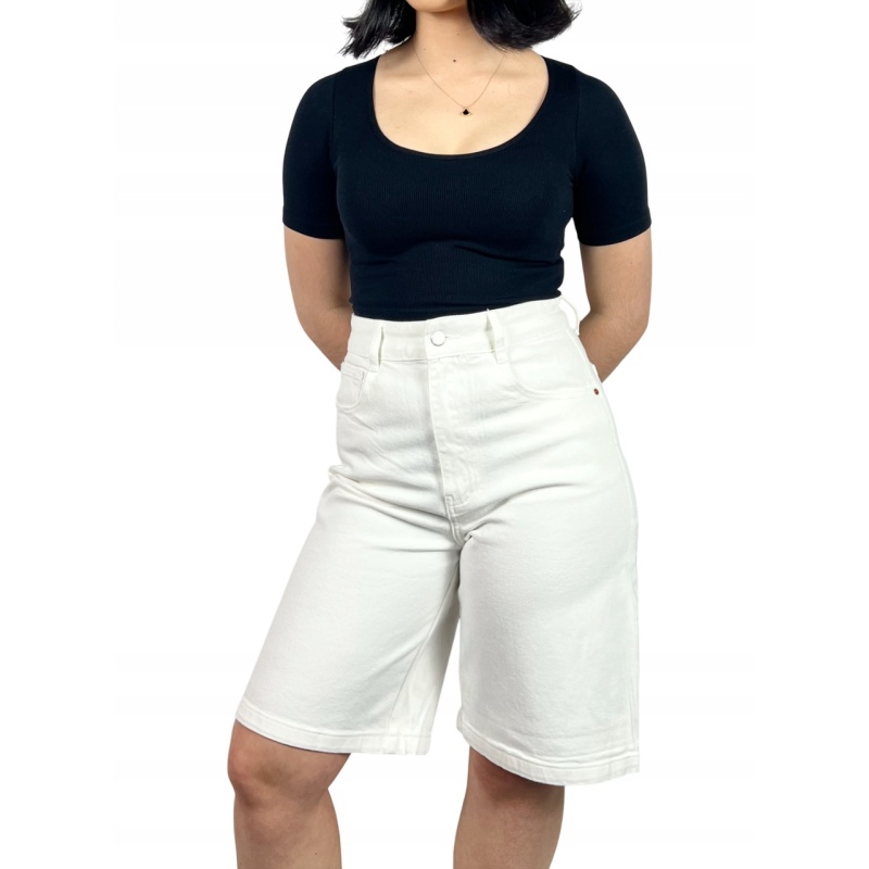 Spodnie jeansowe krótkie z wysokim stanem, rozmiar M