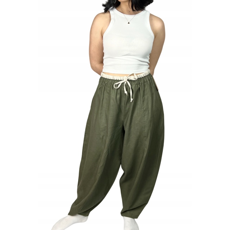 Spodnie lniane długie, przewiewne, casual