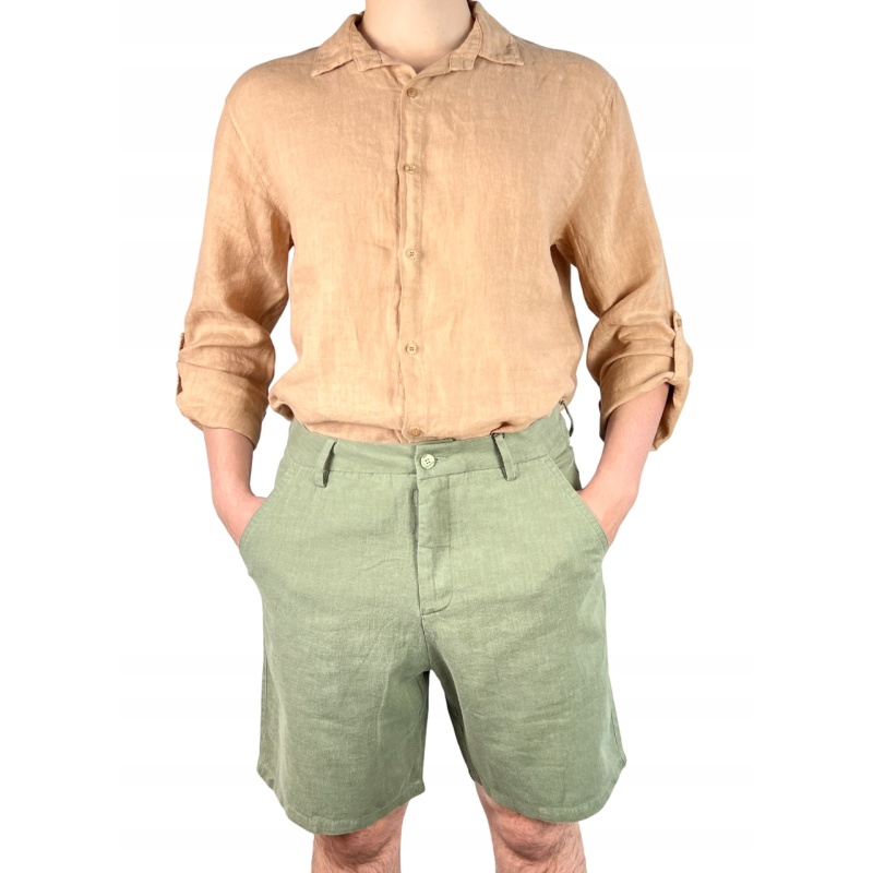 Spodnie męskie krótkie, lniane, rozmiar 38