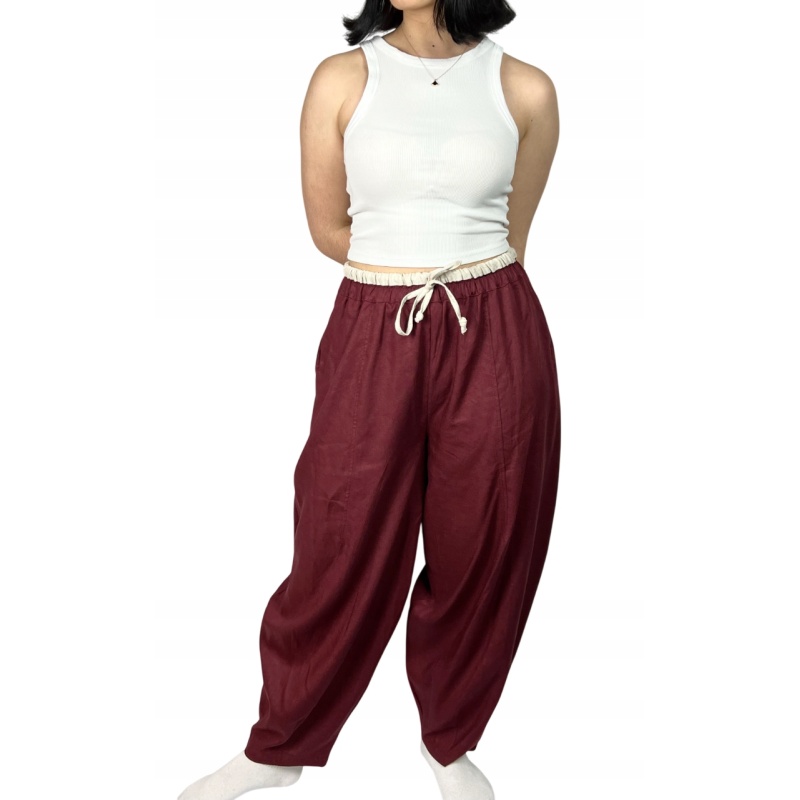 Spodnie lniane długie, przewiewne, casual