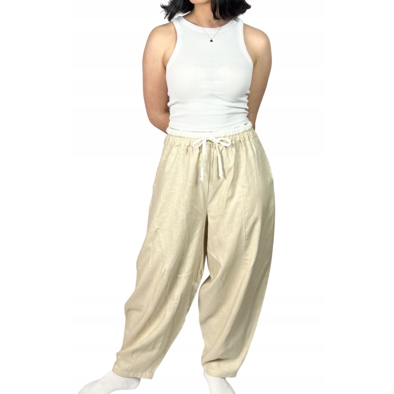 Spodnie lniane długie, przewiewne, casual
