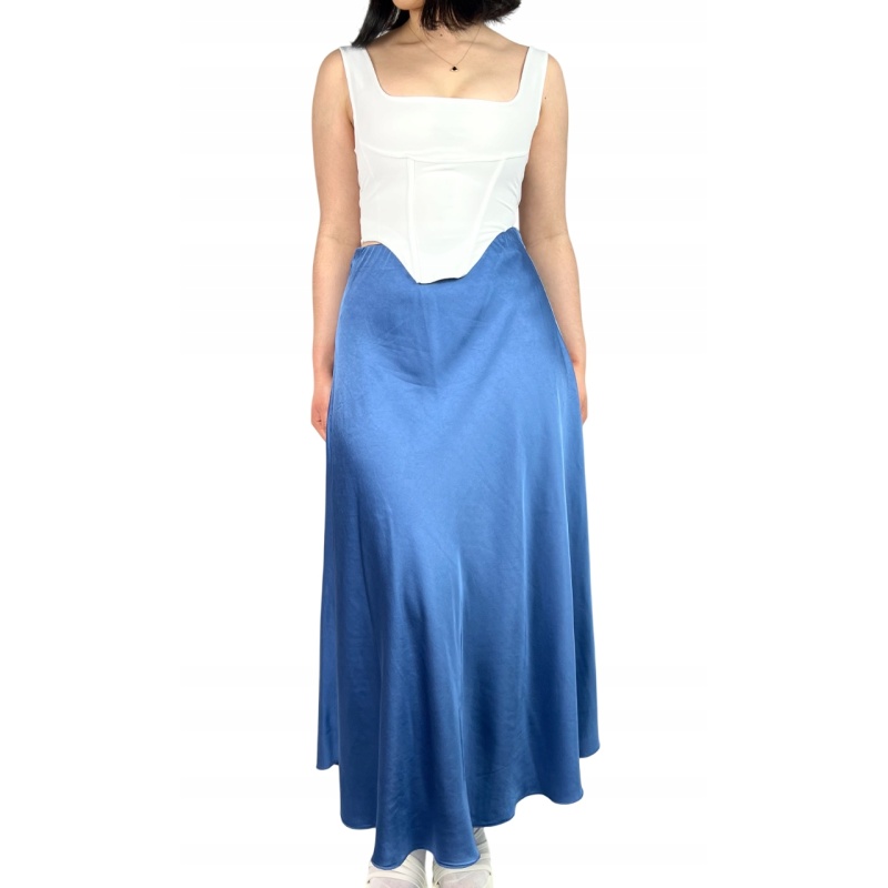 Spódnica jedwabna maxi, trapezowa, wizytowa, damska