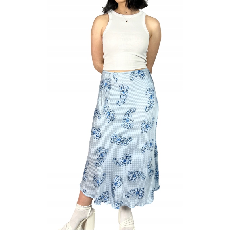 Spódnica maxi wzorzysta, trapezowa, wizytowa