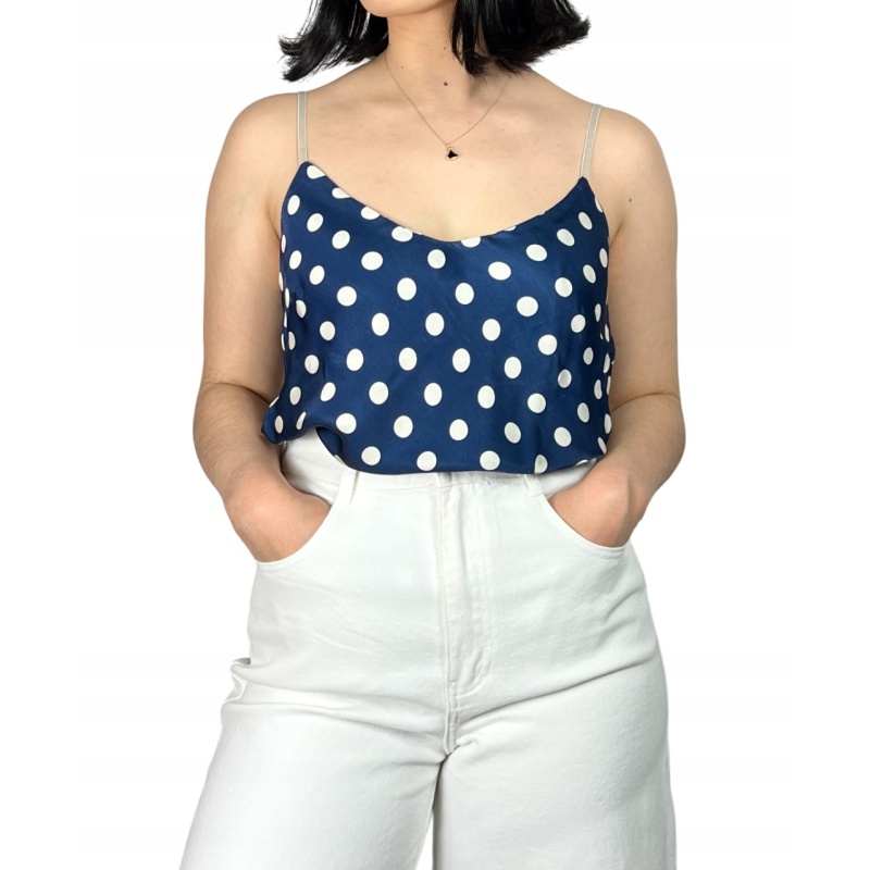 Bluzka w groszki, elegancki top, rozkloszowany