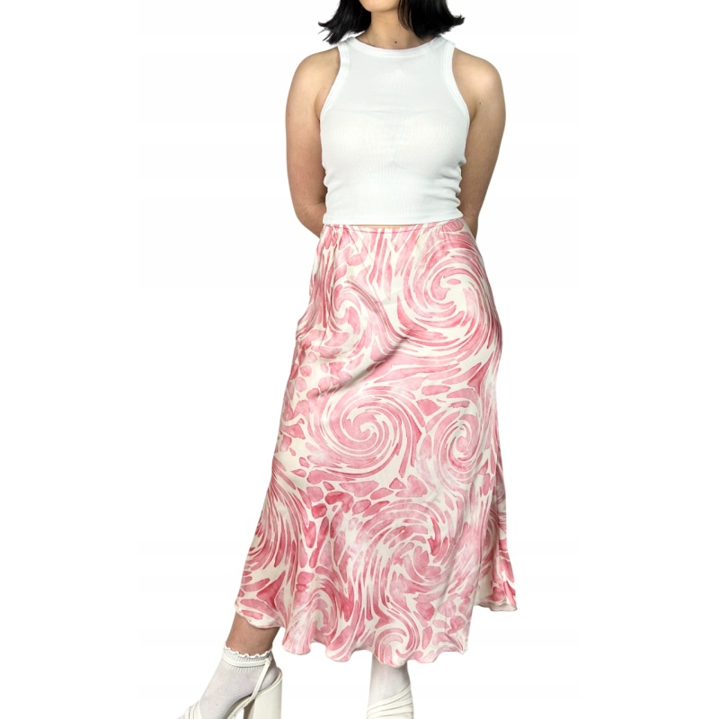 Spódnica maxi wzorzysta, trapezowa, wizytowa