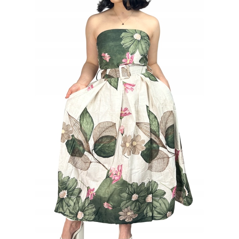 Sukienka bawełniana maxi, wizytowa, przewiewna w kwiaty