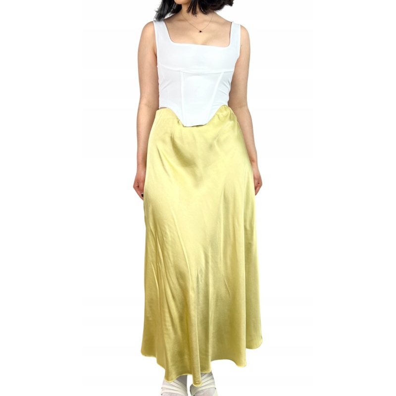 Spódnica jedwabna maxi, trapezowa, wizytowa, damska