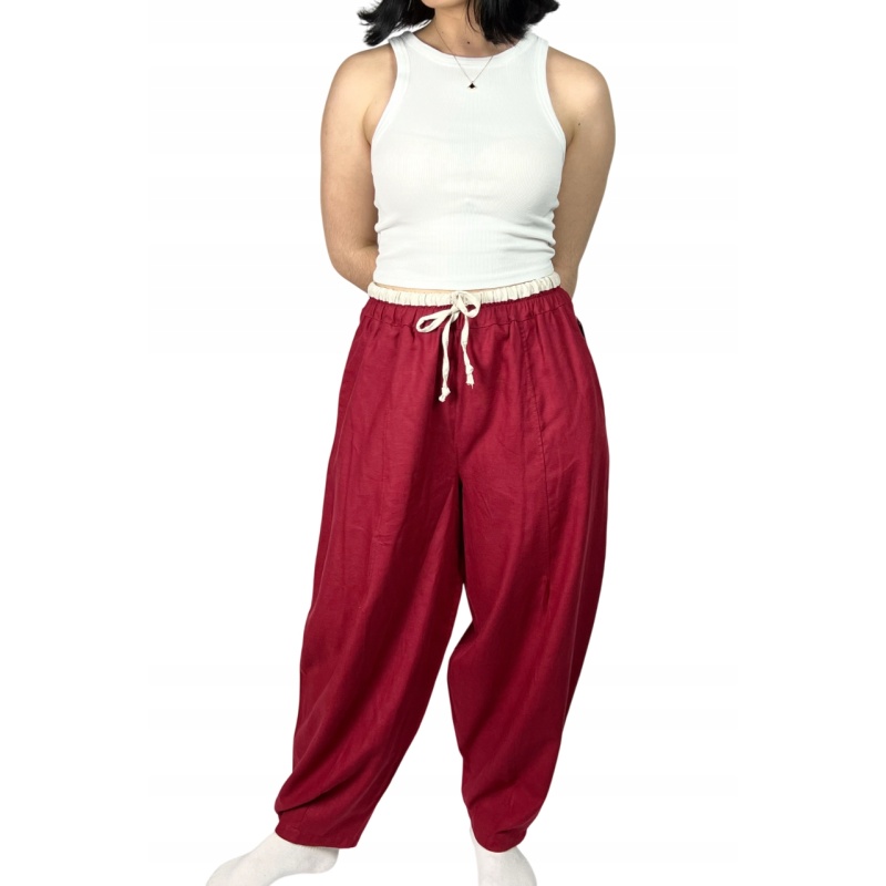Spodnie lniane długie, przewiewne, casual