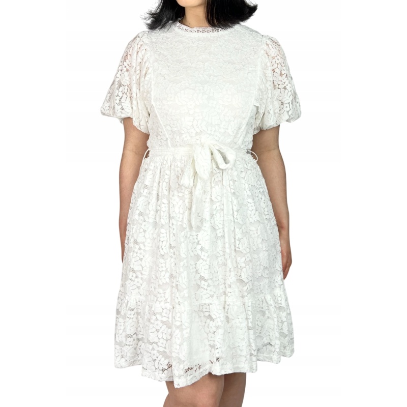 Sukienka bawełniana midi, ażurowa, boho