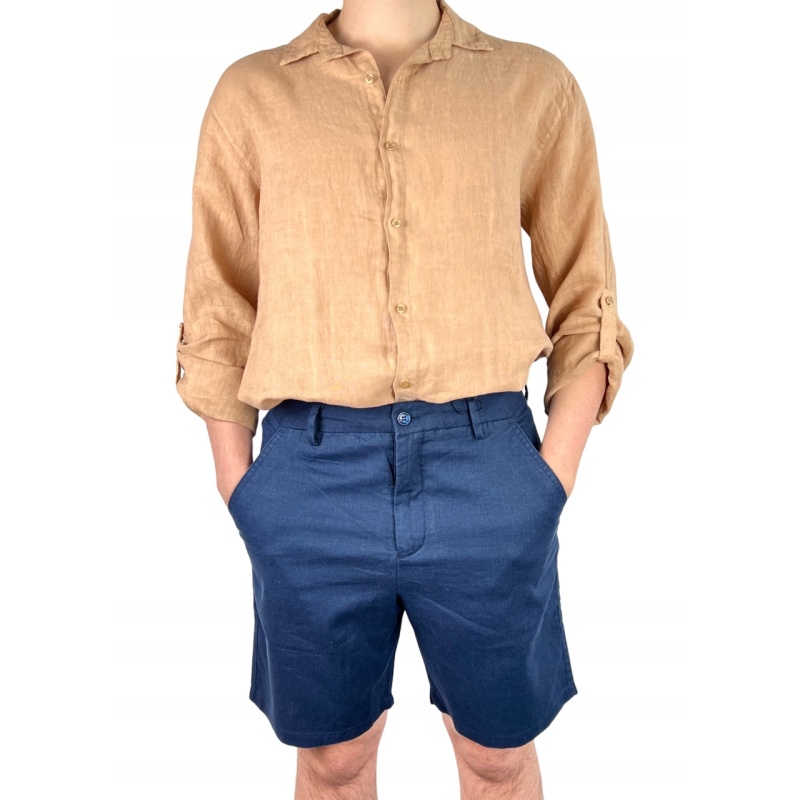 Spodnie męskie krótkie, lniane, rozmiar 32