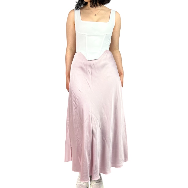 Spódnica jedwabna maxi, trapezowa, wizytowa, damska