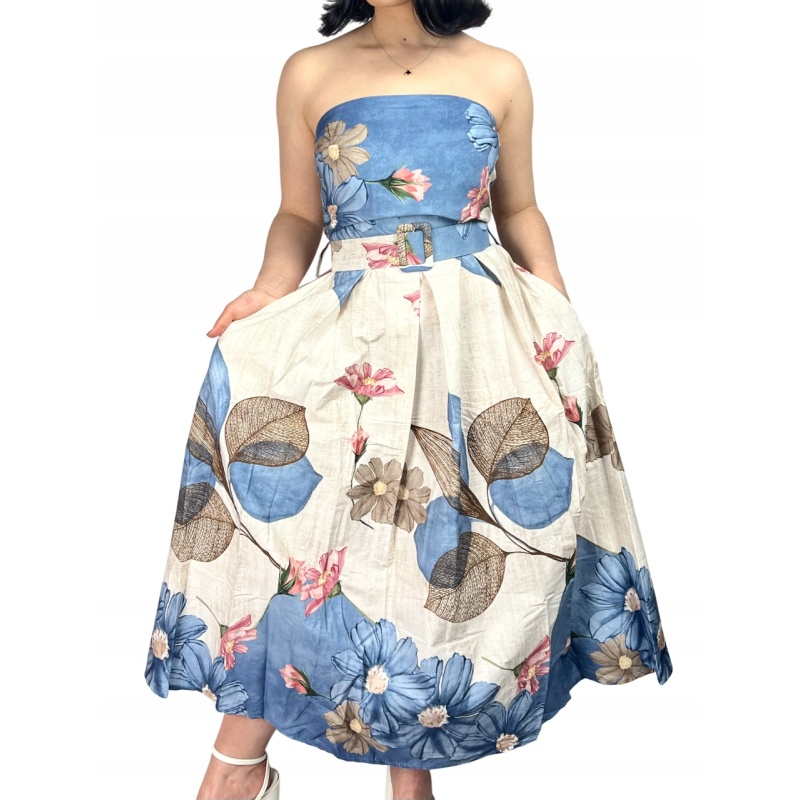 Sukienka bawełniana maxi, wizytowa, przewiewna w kwiaty