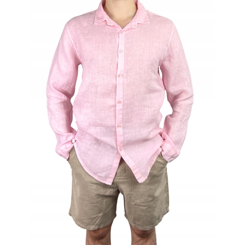 Koszula męska lniana z długim rękawem, rozmiar S