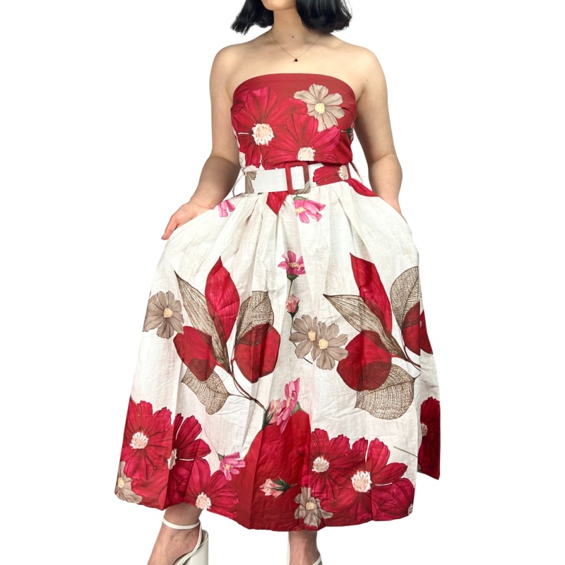 Sukienka bawełniana maxi, wizytowa, przewiewna w kwiaty