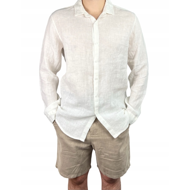 Koszula męska lniana z długim rękawem, rozmiar M