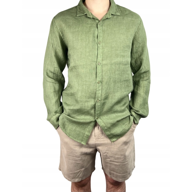 Koszula męska lniana z długim rękawem, rozmiar M