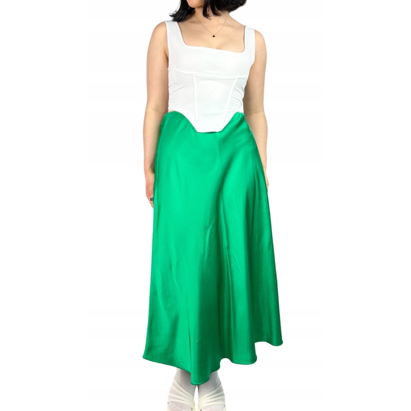 Spódnica jedwabna maxi, trapezowa, wizytowa, damska