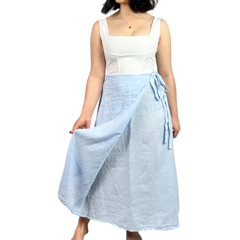 Spódnica lniana maxi, trapezowa, przewiewna